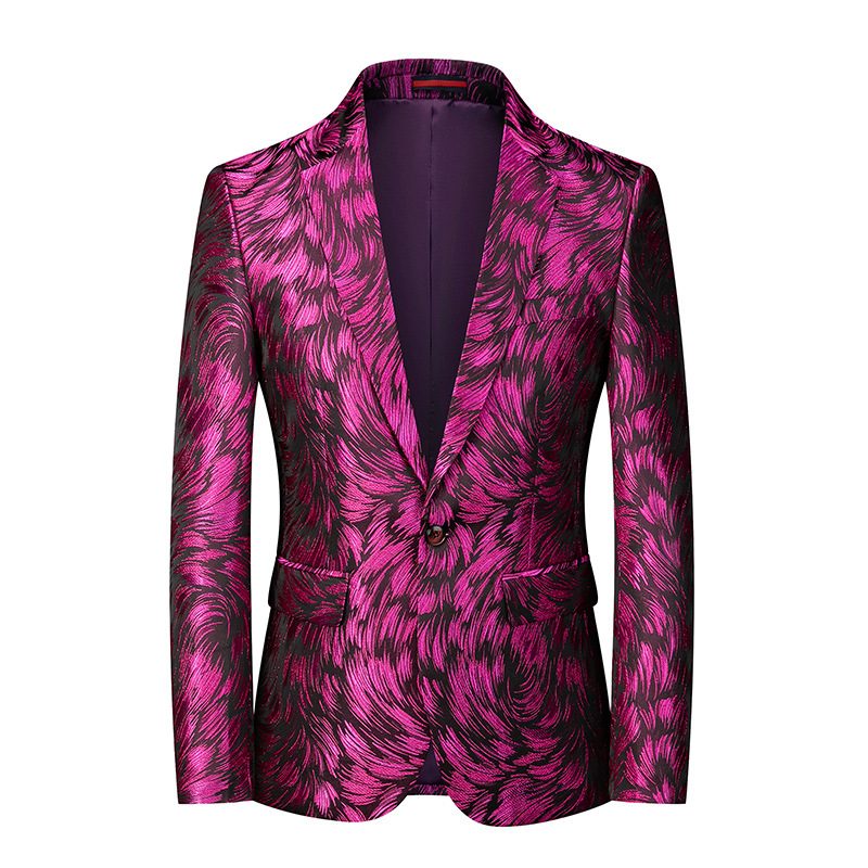 Herre Blazer Sport Frakke Blomstermønster Individuality Én Knapper Slank