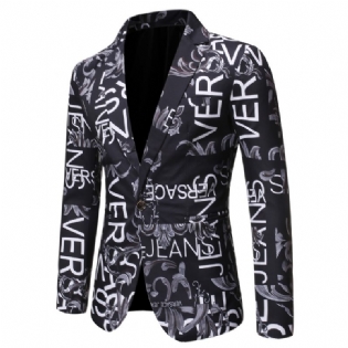 Herre Blazer Sport Frakke Bogstaver Blomstermønster Slank Fashion Én Knapper Reversjakke