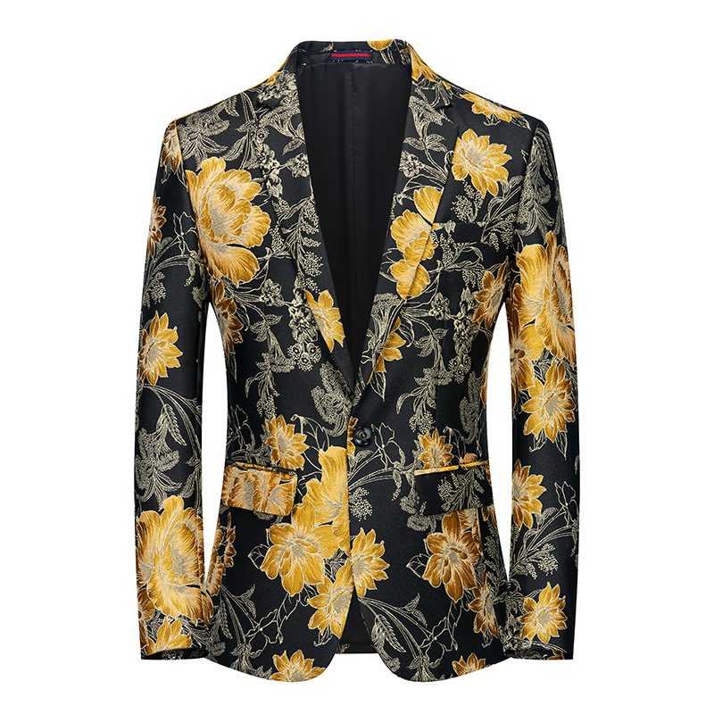 Herre Blazer Sport Frakke Botanisk Mønster Blomstermønster Én Knapper Plus Størrelse