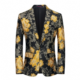 Herre Blazer Sport Frakke Botanisk Mønster Blomstermønster Én Knapper Plus Størrelse