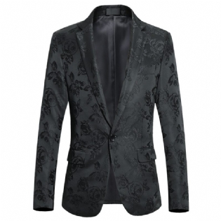 Herre Blazer Sport Frakke Broderi Individualitet Slankt Blomstermønster Én Knapper