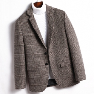 Herre Blazer Sport Frakke Efterår / Vinter Uld Plaid To Knapper