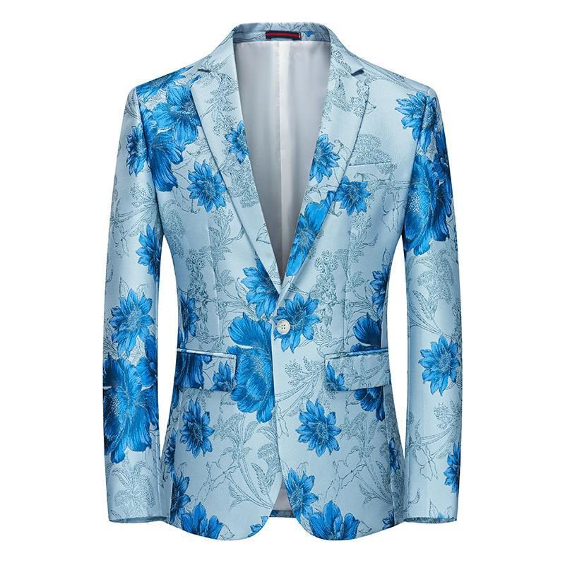 Herre Blazer Sport Frakke Mode Plant Blomstermønster Én Knapper