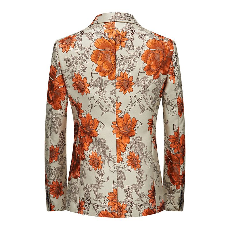 Herre Blazer Sport Frakke Mode Plant Blomstermønster Én Knapper - Gul