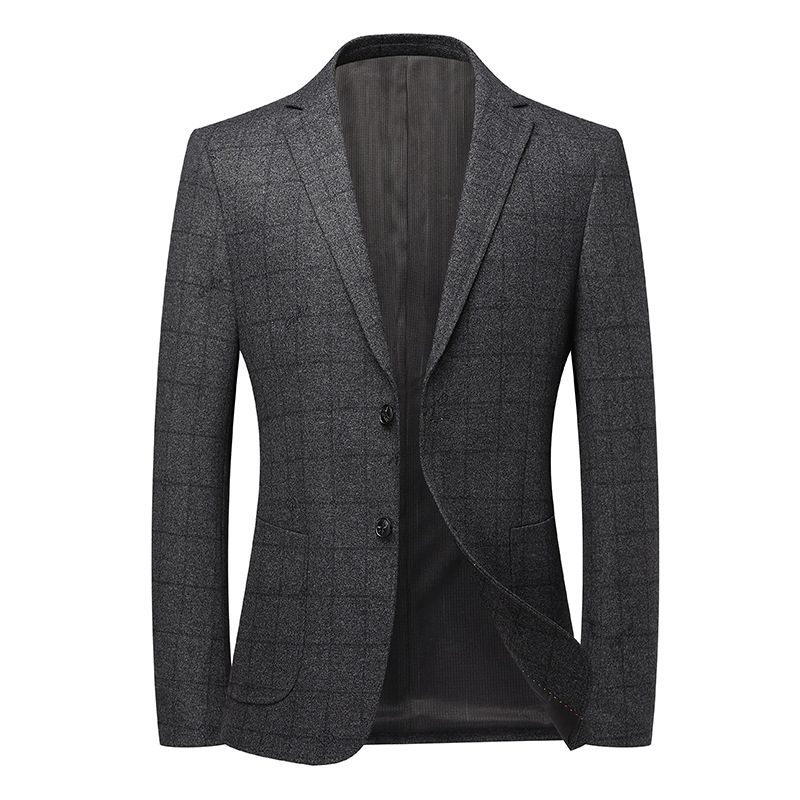 Herre Blazer Sport Frakke Plaid Slank Elastisk Casual To Knapper