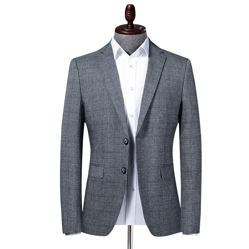 Herre Blazer Sport Frakke Plaid Slim Business Moderne To Knapper - Grå