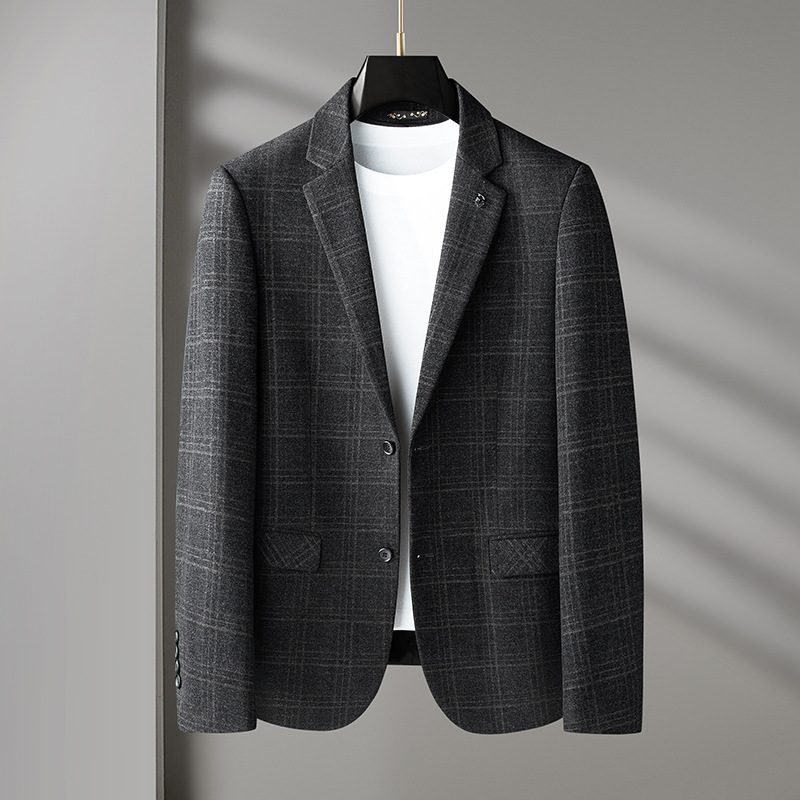 Herre Blazer Sport Frakke Plaid Stribe Mønster To Knapper Flad Krave Flap Lommer Plus Størrelse