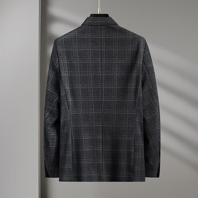 Herre Blazer Sport Frakke Plaid Stribe Mønster To Knapper Flad Krave Flap Lommer Plus Størrelse - Sort