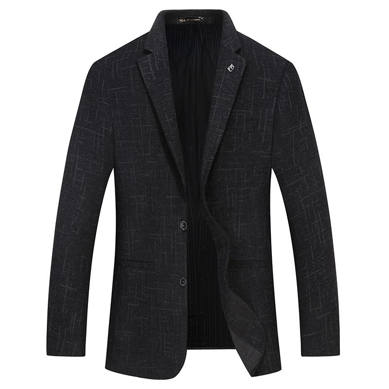 Herre Blazer Sport Frakke Plus Størrelse Plaid Stribe Mønster Med To Knapper Indsat Lomme Flad Krave - Sort / Grå