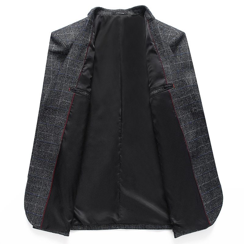 Herre Blazer Sport Frakke To Knapper Flap Lommer Flad Krave Elegant - Grå