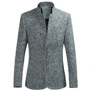 Herre Blazer Sport Frakkestativ Krave Kinesisk Tunika Suit Slank Fem Knapper Ensfarvet