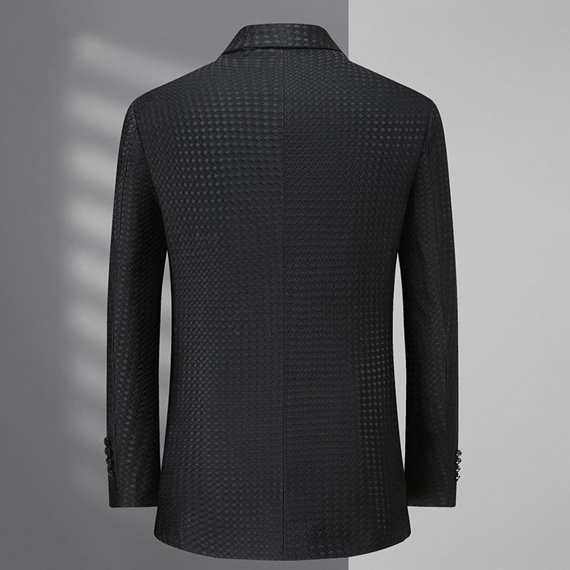 Herre Blazer Sportsfrakke Business Moderne Plaid Løs To Knapper Stor Størrelse - Sort