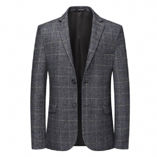 Herre Blazer Sportsfrakke Casual Plaid To Knapper Oversized Løs