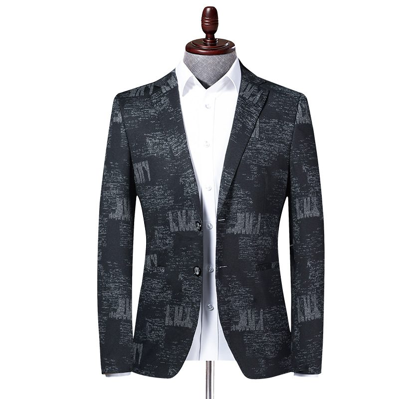 Herre Blazer Sportsfrakke Color Block Slank Casual To Knapper - Sort