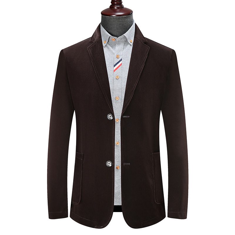 Herre Blazer Sportsfrakke Corduroy Løse To Knapper Patch Lommer Plus Størrelse