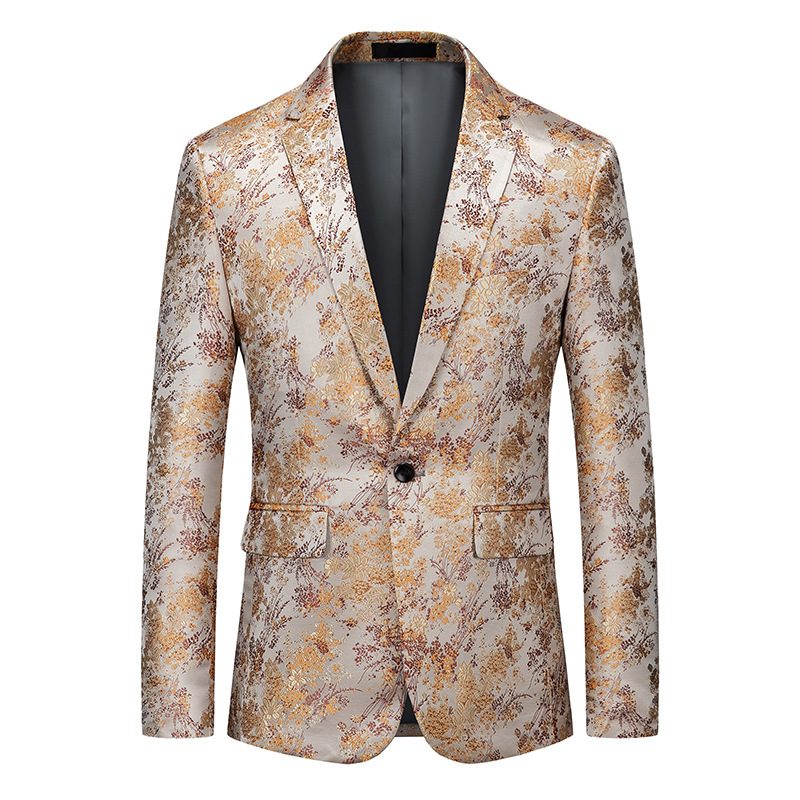 Herre Blazer Sportsfrakke Én Knapper Business Moderne Blomstermønster Plus Størrelse