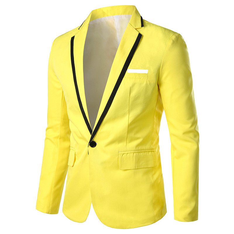 Herre Blazer Sportsfrakke Slim Én Knapper Flad Krave Flap Lommer