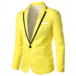 Herre Blazer Sportsfrakke Slim Én Knapper Flad Krave Flap Lommer