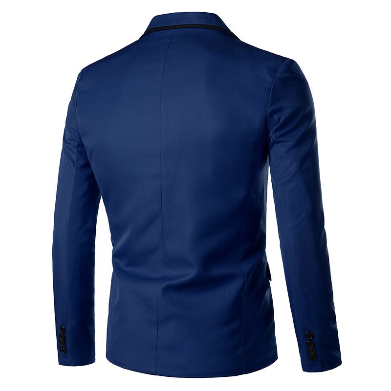 Herre Blazer Sportsfrakke Slim Én Knapper Flad Krave Flap Lommer - Blå