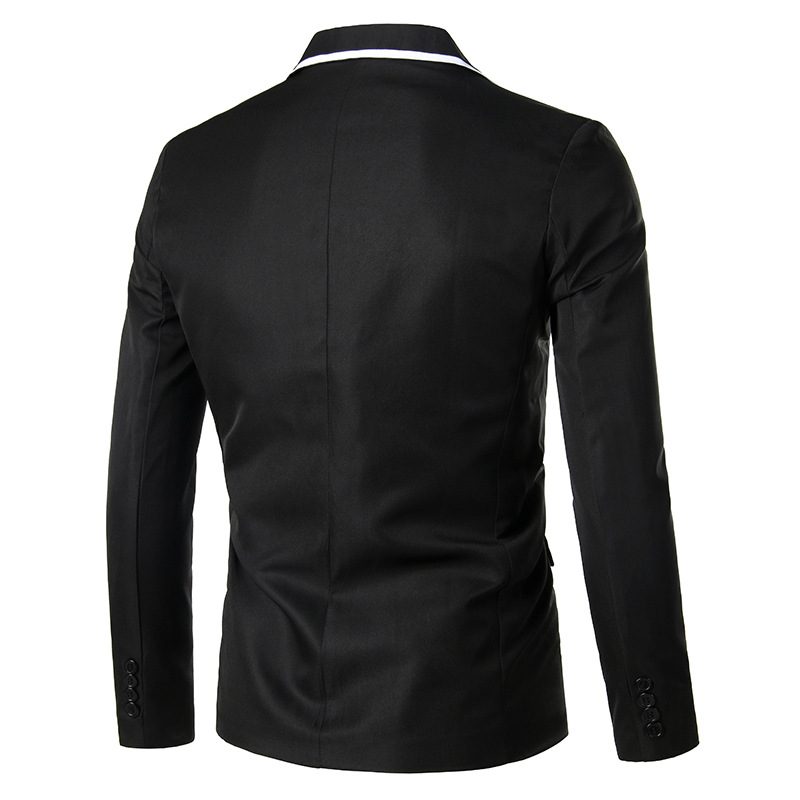 Herre Blazer Sportsfrakke Slim Én Knapper Flad Krave Flap Lommer - Sort