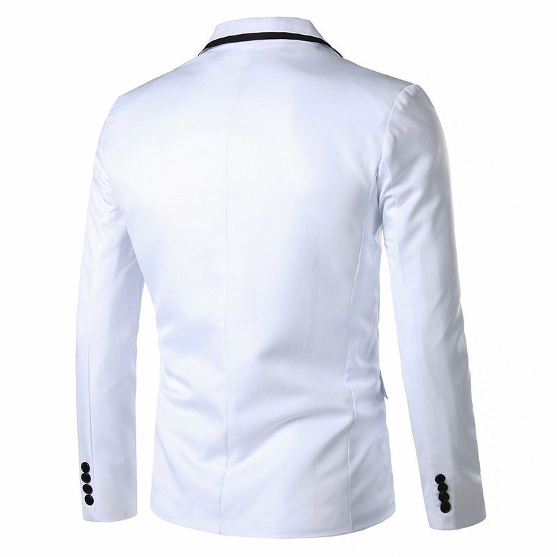 Herre Blazer Sportsfrakke Slim Én Knapper Flad Krave Flap Lommer - Hvid