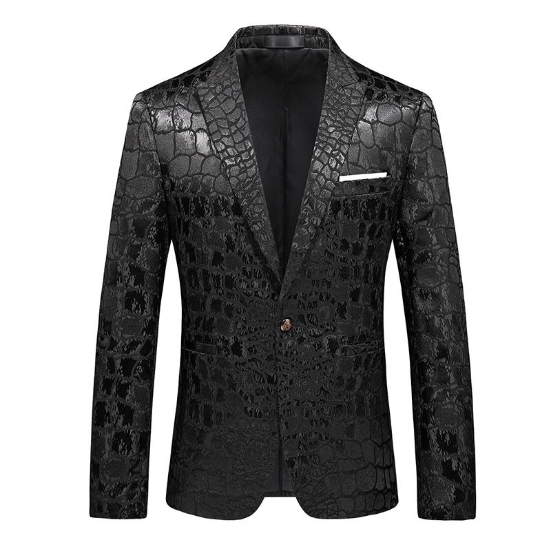 Herre Blazer Sportsfrakke Slim Én Knapper Flad Krave/paket Revers Krokodillemønster