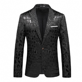 Herre Blazer Sportsfrakke Slim Én Knapper Flad Krave/paket Revers Krokodillemønster