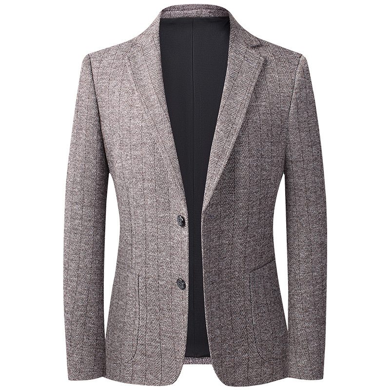 Herre Blazer Sportsfrakke Strik Uld Slank Casual To Knapper