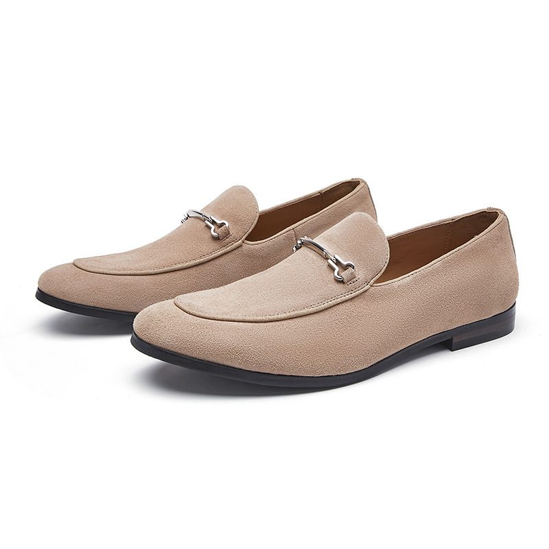 Herre Loafers Moccasin Nubuck Læder Rund Tå