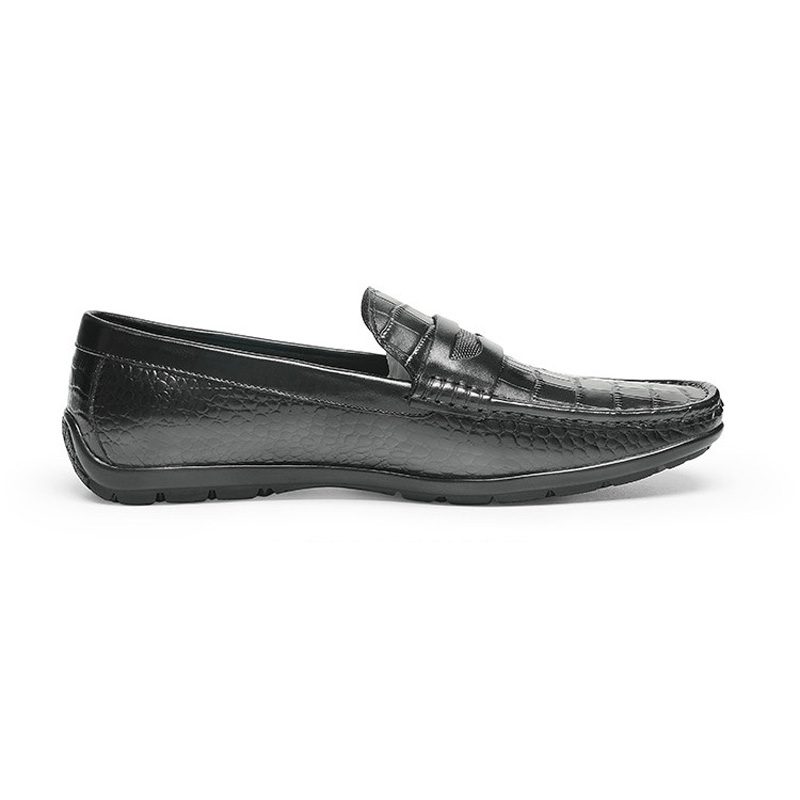 Herre Moccasin Loafer Kolæder Krokodillemønster - Sort