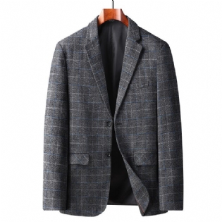 Herre Overdimensionerede Blazer-sportsfrakke Casual Løs Plaid Overvægtsjakke To Knapper