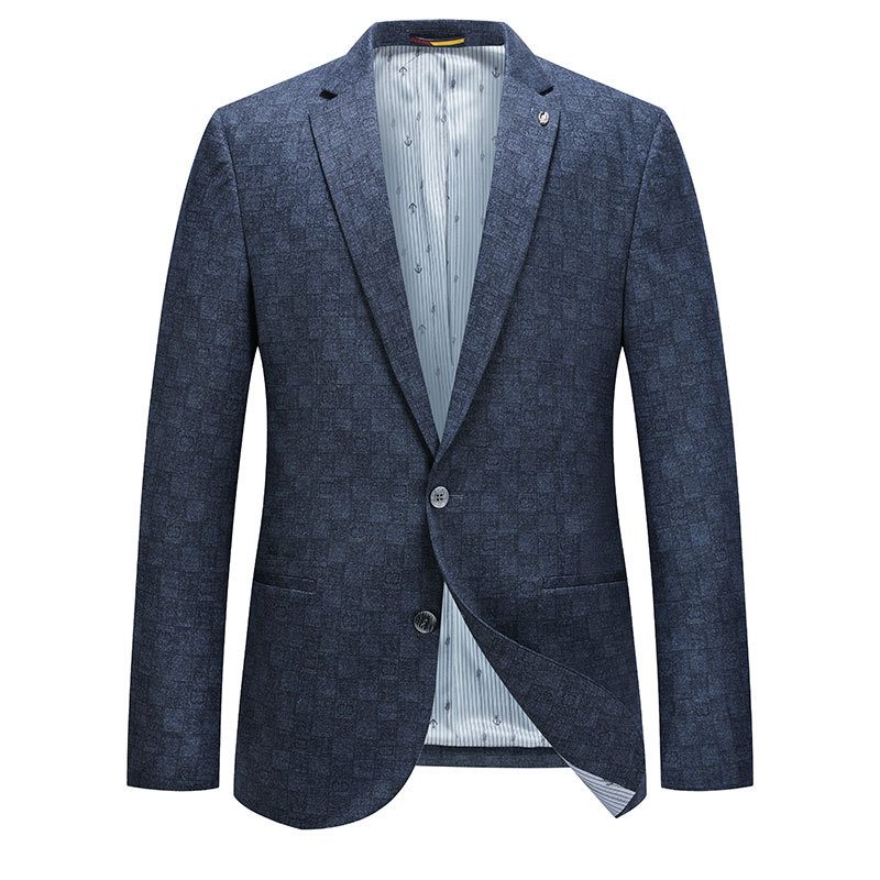 Herre Store Og Høje Blazer Sportsfrakke Slank Afslappet Plaid Med To Knapper